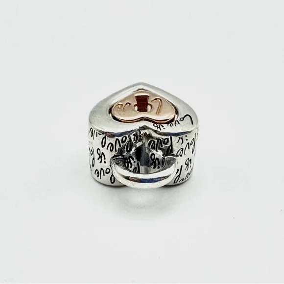 Pandora Two-tone Padlock Splittable Sterling Silver & Rose Gold Love Heart Charm - Picture 6 of 7